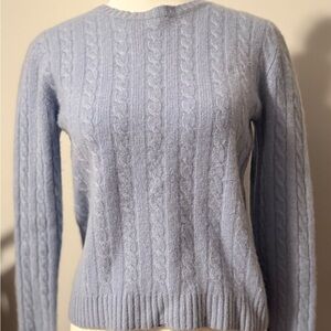 RALPH LAUREN Light Blue Cable Knit Sweater %100 Cashmere